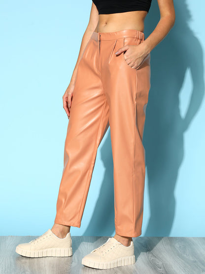 Nude PU Pants