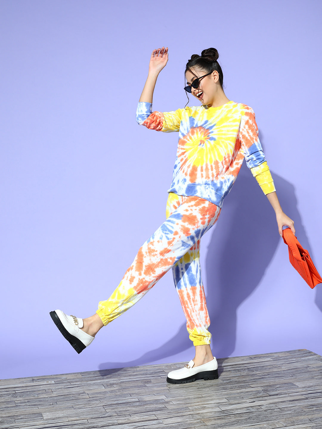 Blue & Rust Terry Spiral Tie-Dye Joggers