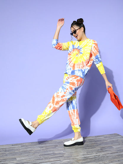 Blue & Rust Terry Spiral Tie-Dye Joggers