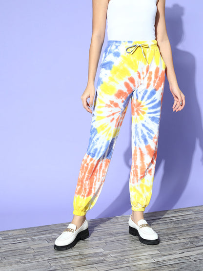 Blue & Rust Terry Spiral Tie-Dye Joggers