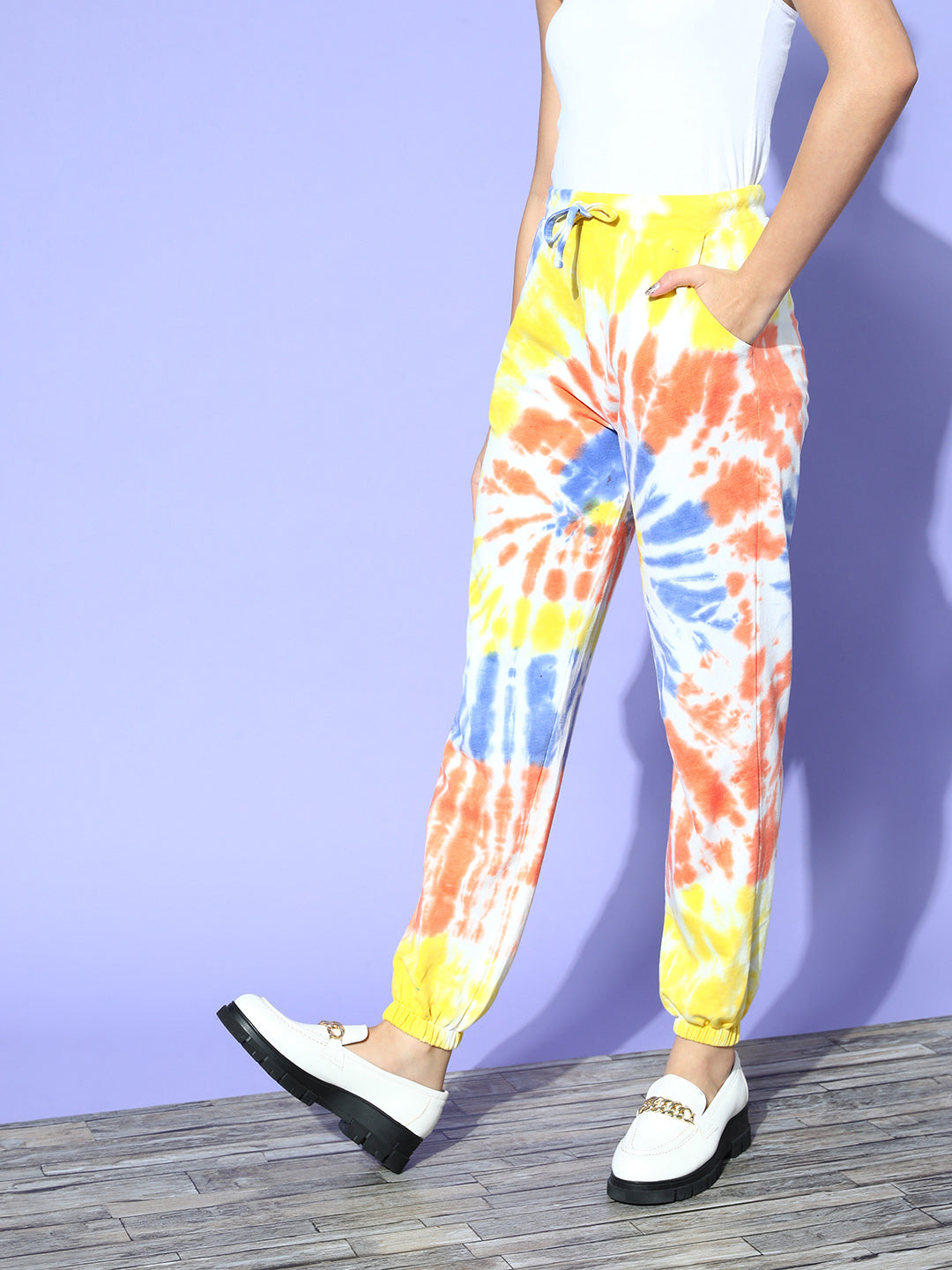 Blue & Rust Terry Spiral Tie-Dye Joggers