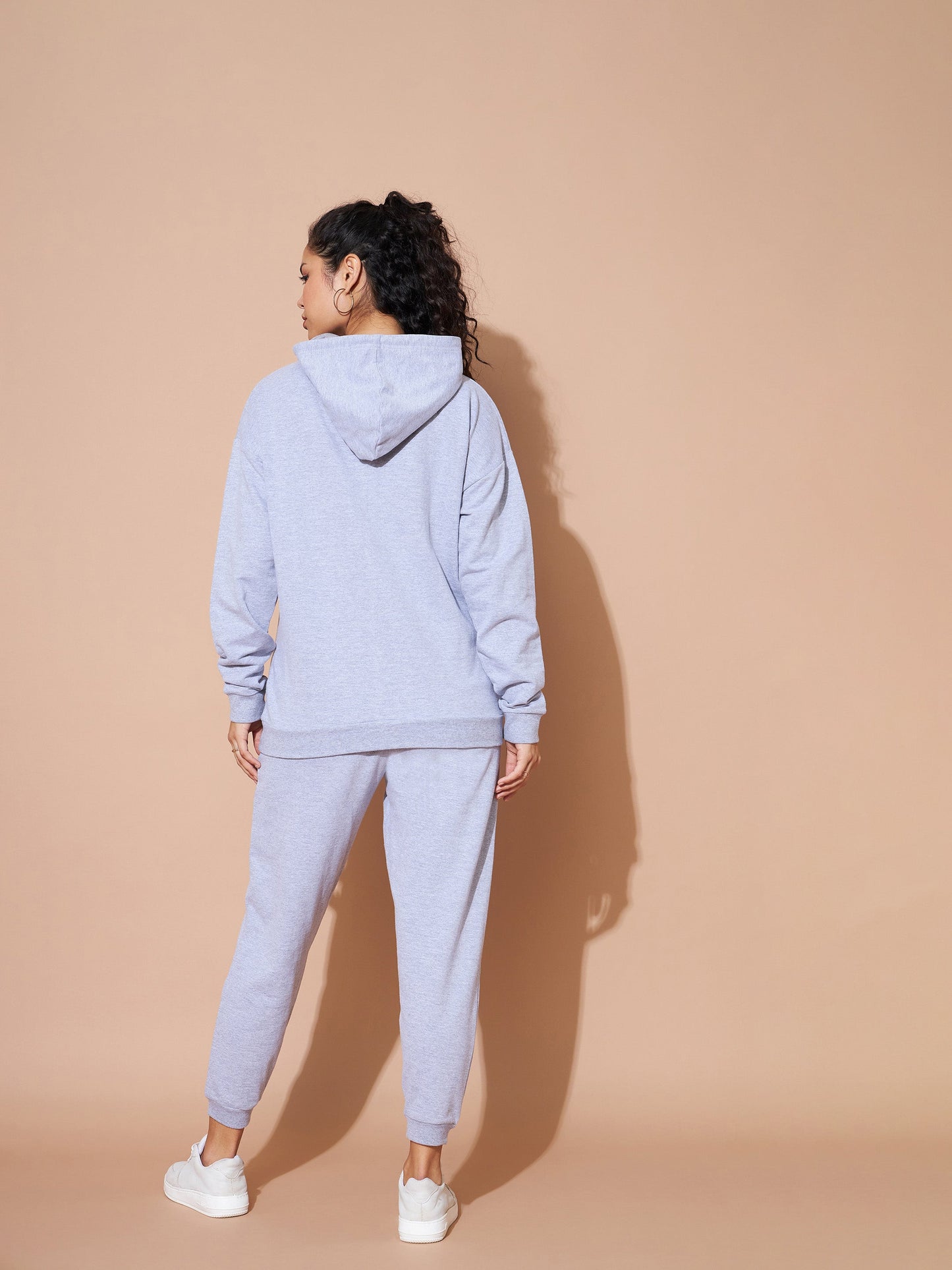 Grey Embroidered Oversized Hoodie With Track Pants