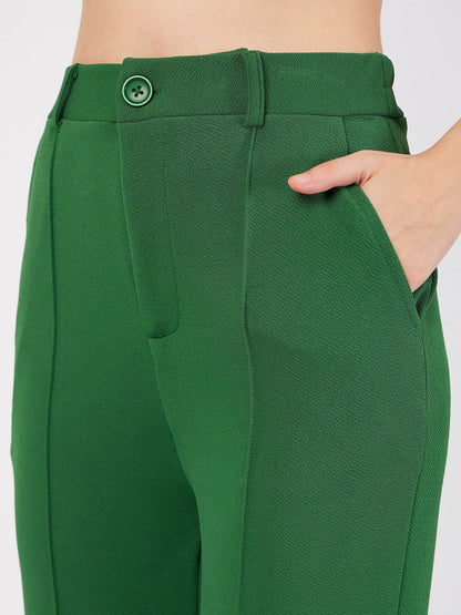 Green Wrap Peplum Top With Bellbottom Pants