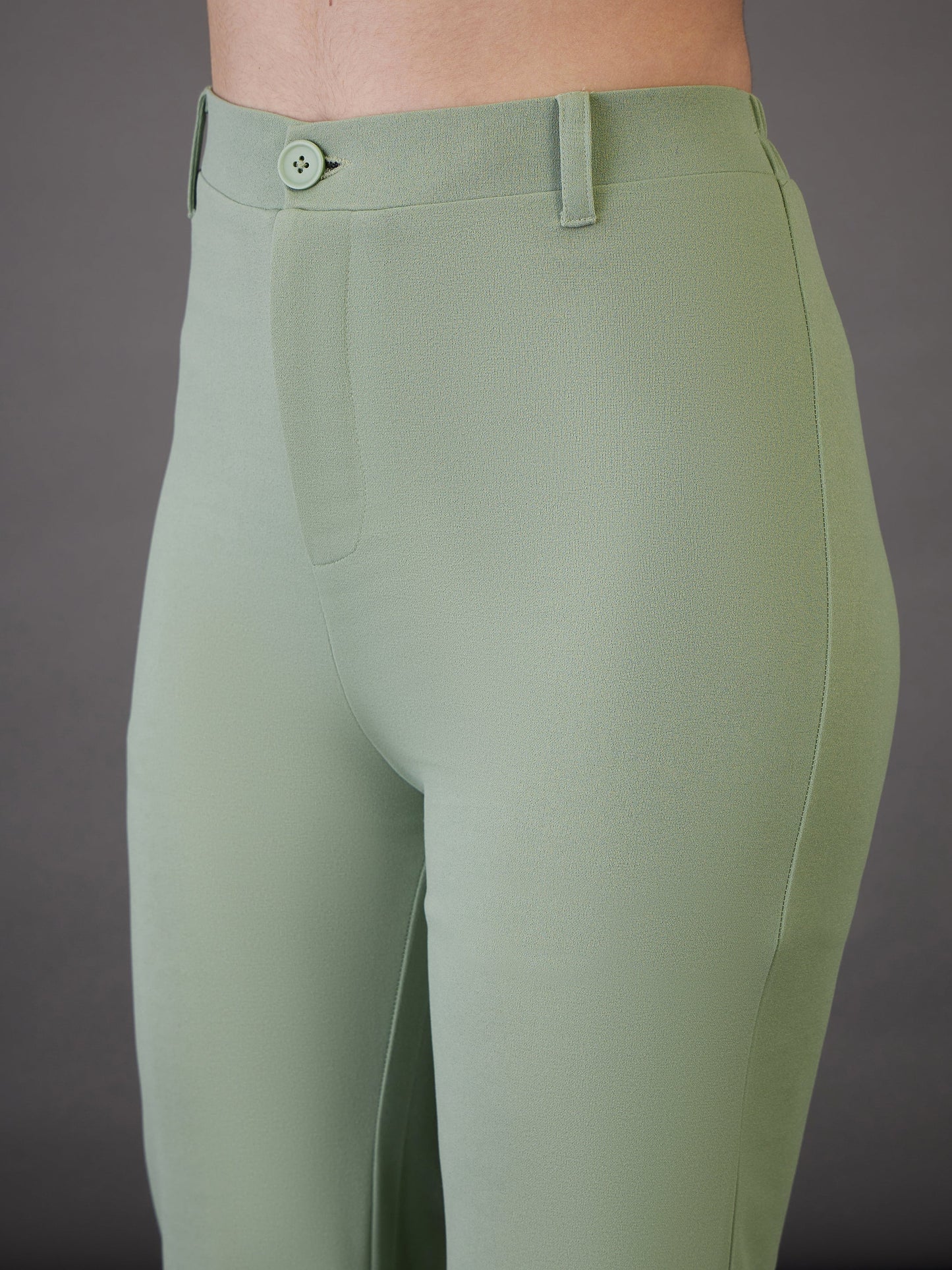 Green Wrap Asymmetric Top With Bell Bottom Pants