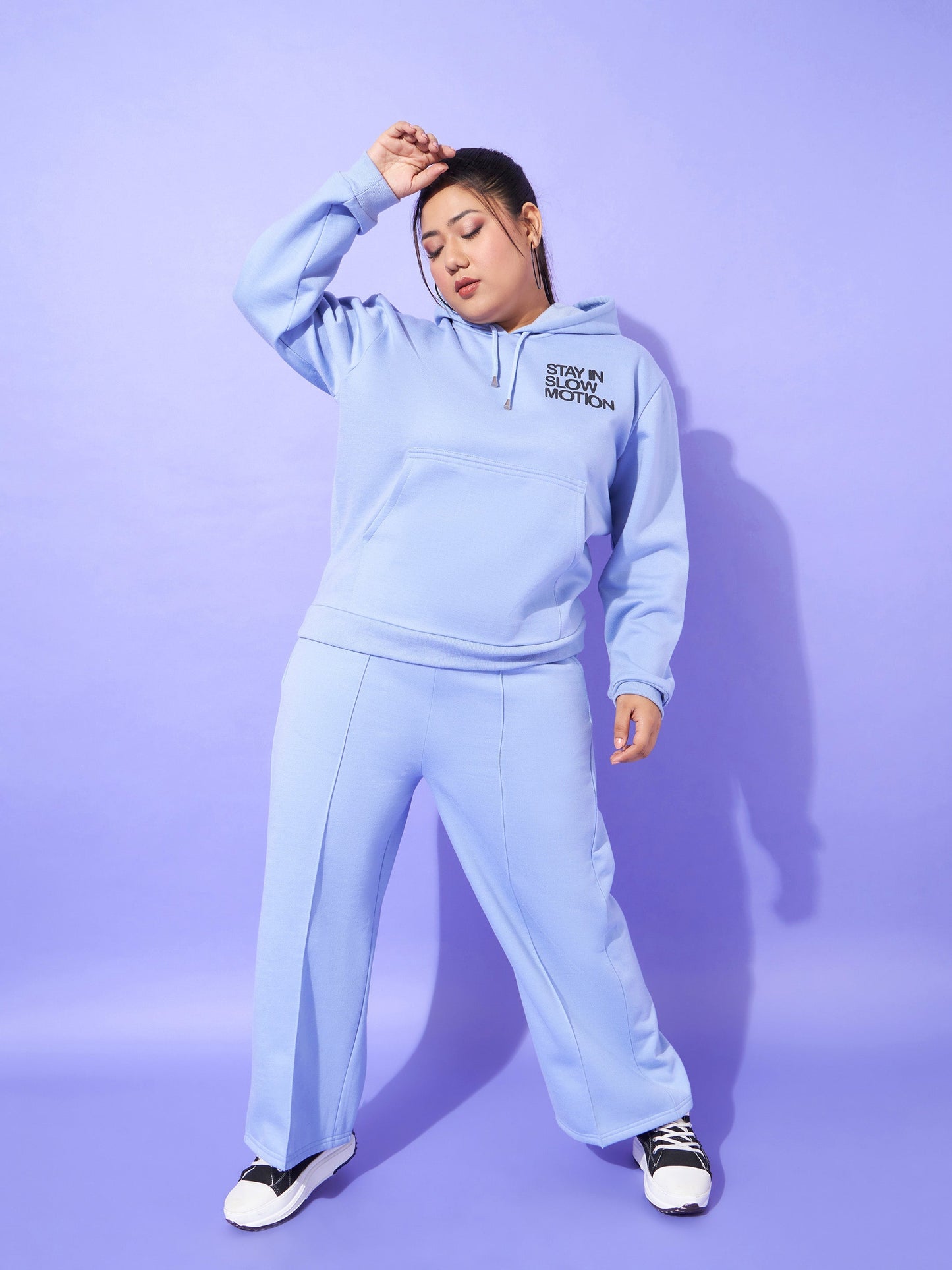 Blue Fleece SLOW MOTION Hoodie With Track Pants