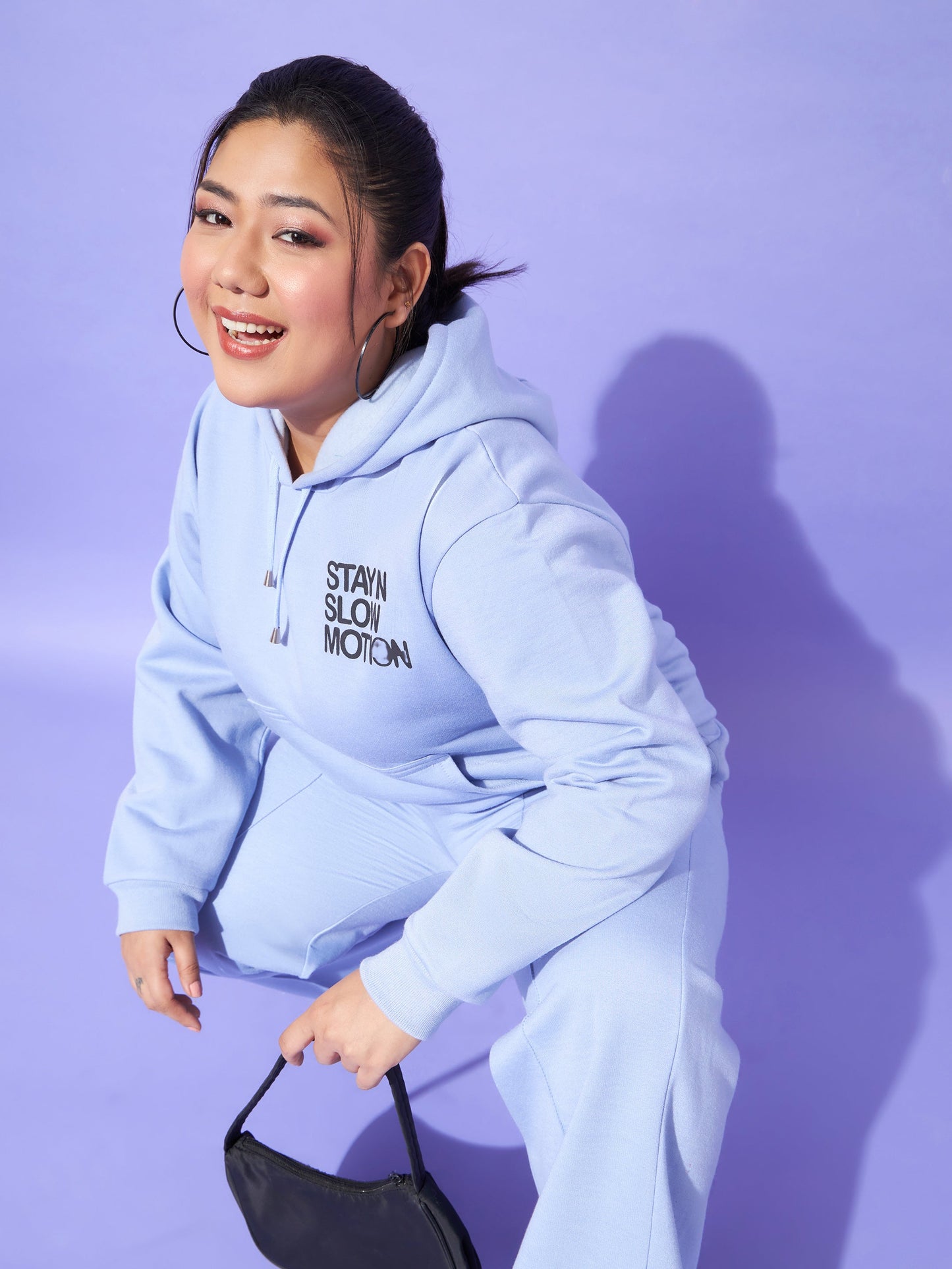 Blue Fleece SLOW MOTION Hoodie With Track Pants