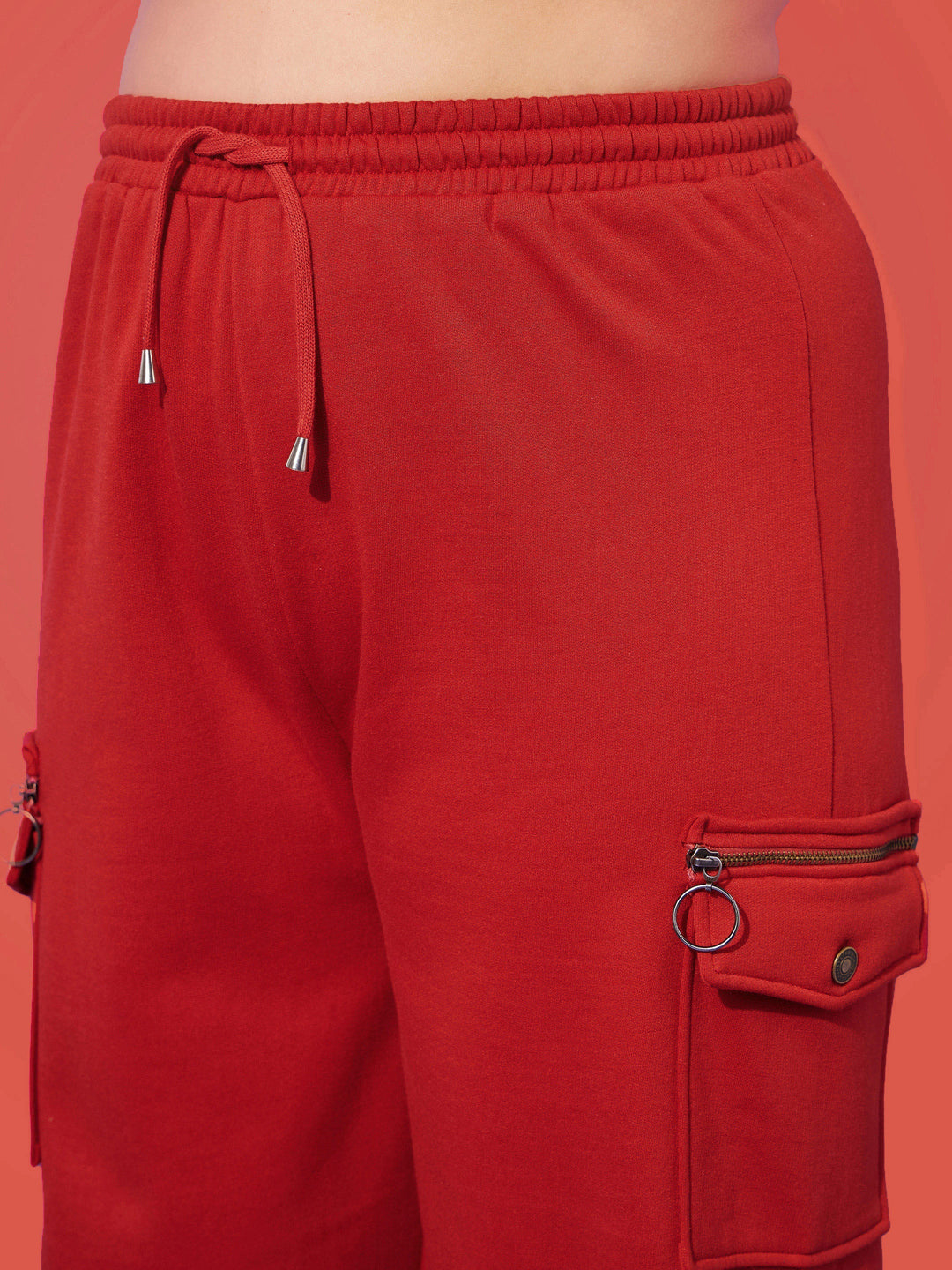 Red Fleece HOPE Zipper Sweatshirt With Joggers