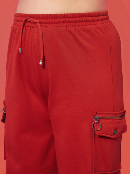 Red Fleece HOPE Zipper Sweatshirt With Joggers