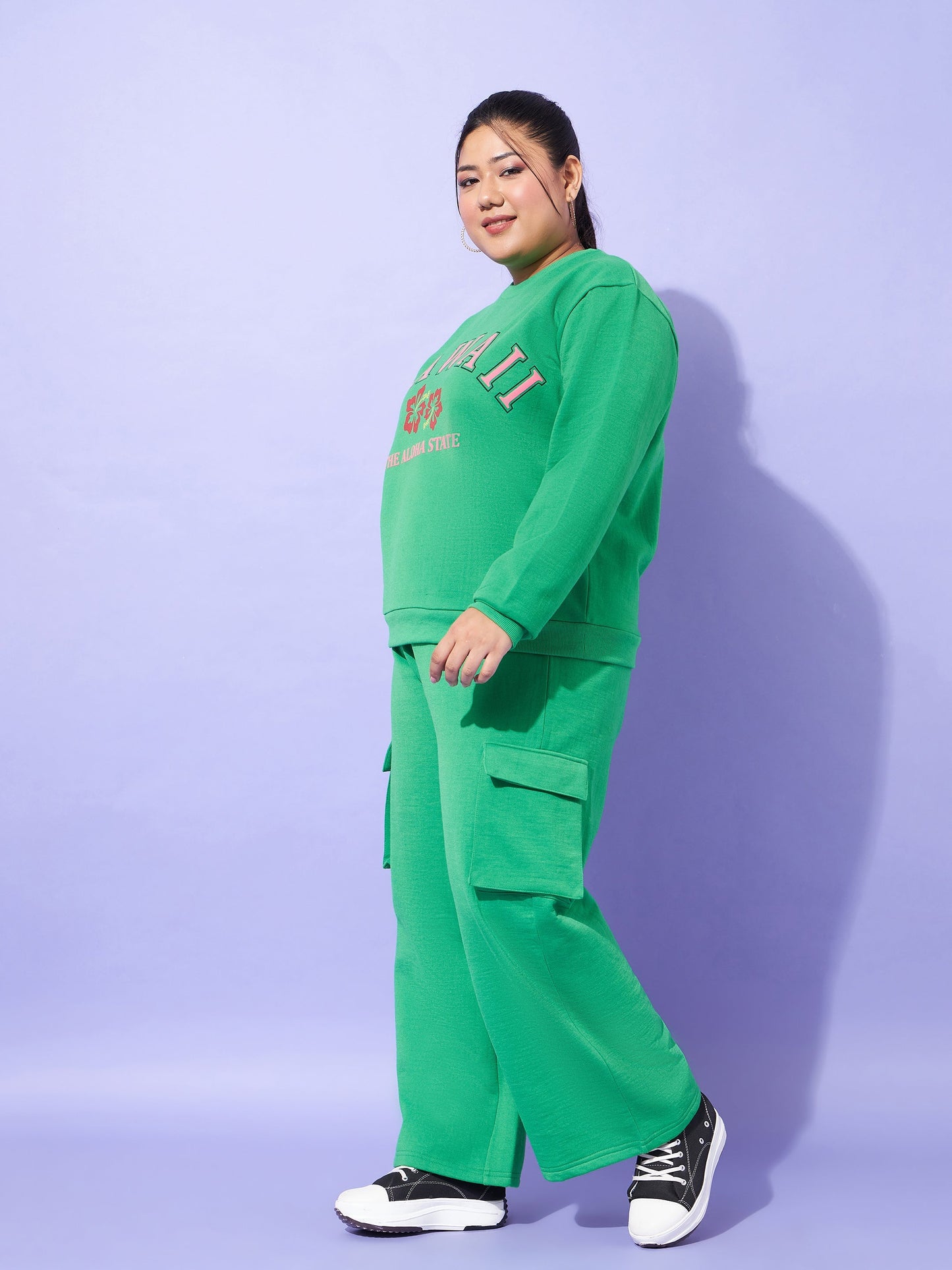 Green Fleece HAWAII Sweatshirt With Track Pants