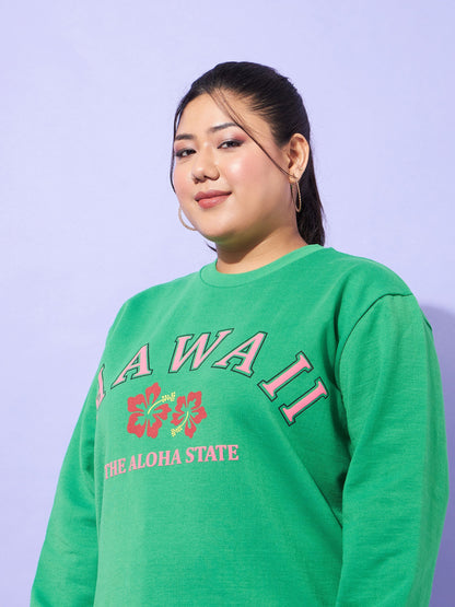 Green Fleece HAWAII Sweatshirt With Track Pants