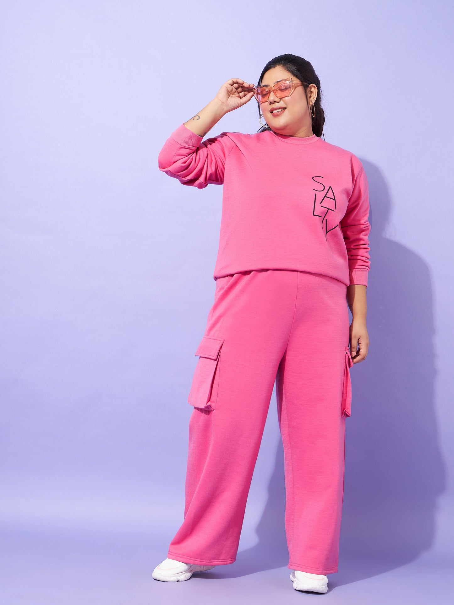 Pink Fleece SALTY Sweatshirt With Track Pants