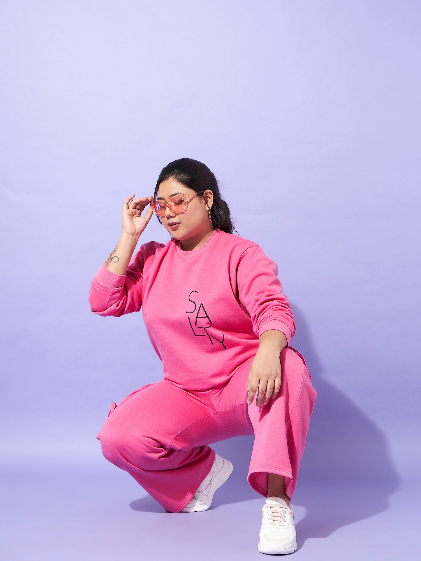 Pink Fleece SALTY Sweatshirt With Track Pants