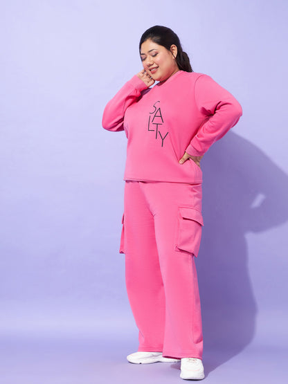 Pink Fleece SALTY Sweatshirt With Track Pants
