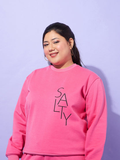 Pink Fleece SALTY Sweatshirt With Track Pants