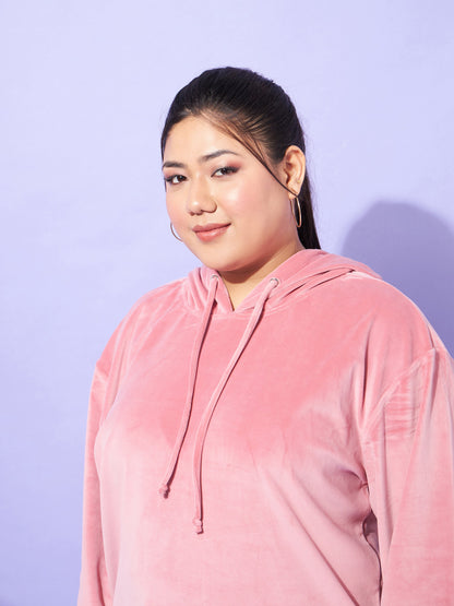 Pink Velour Hoodie With Joggers