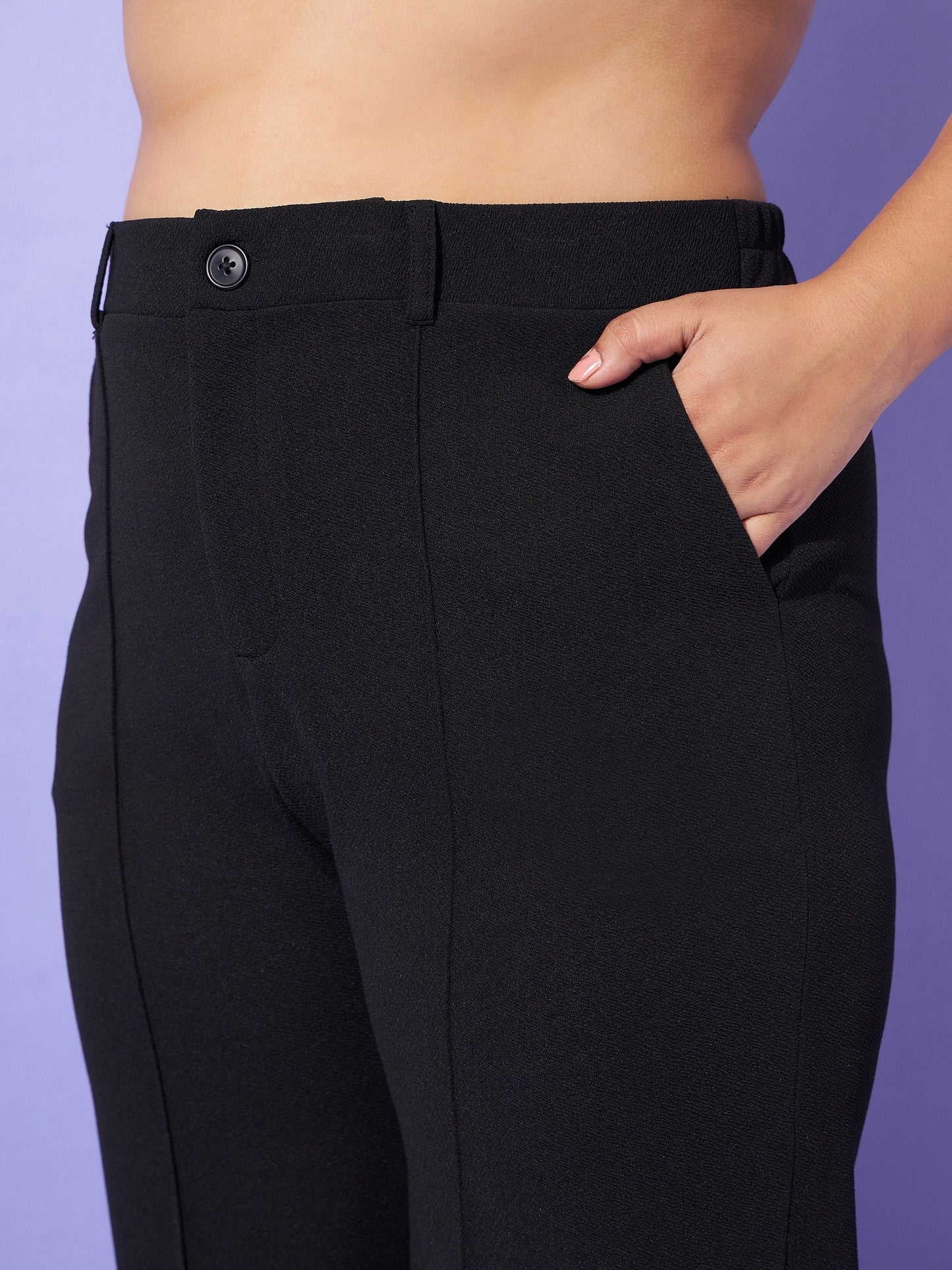 Black Wrap Top With Straight Pants