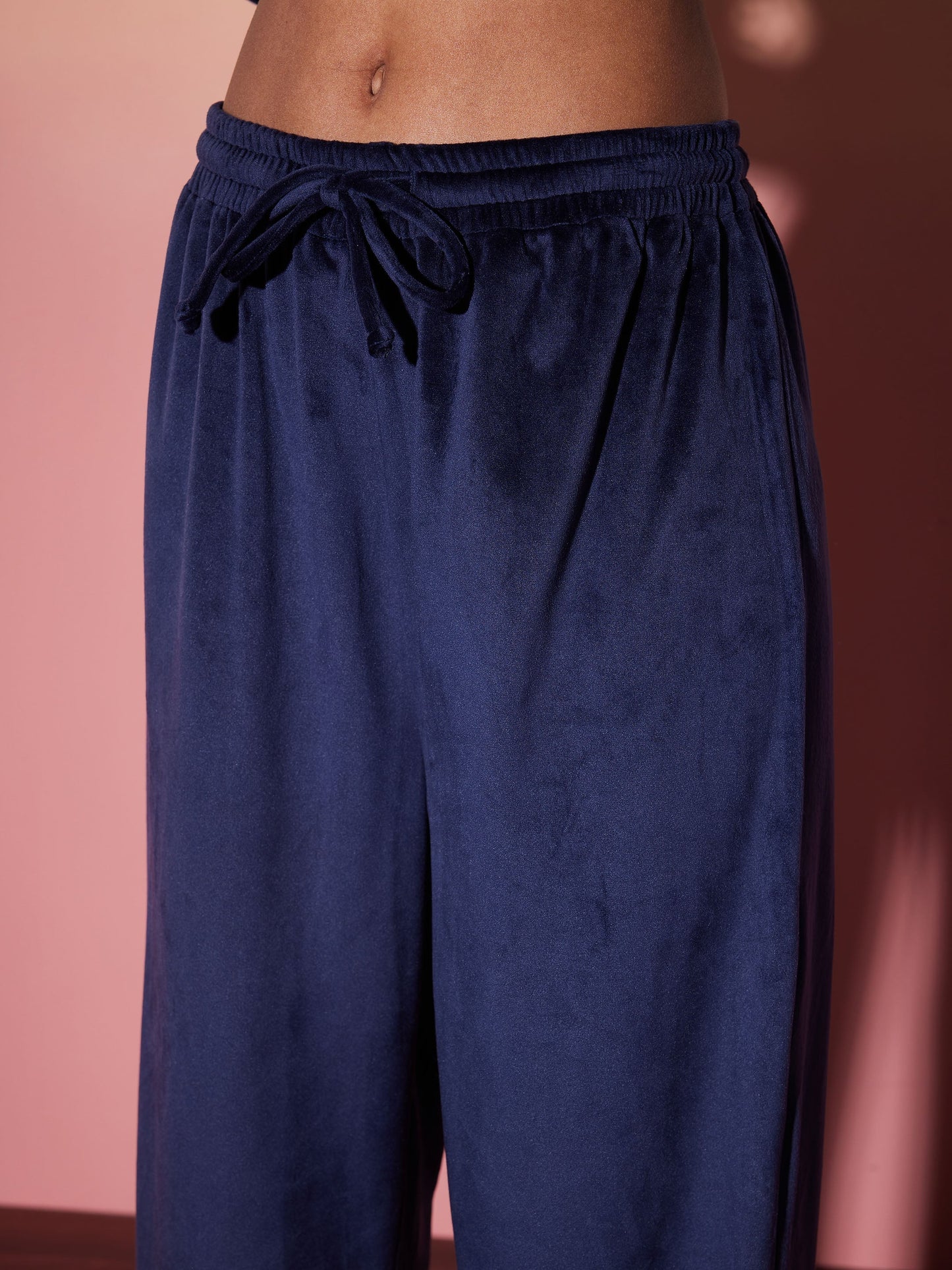 Navy Velour Sweatshirt With Track Pants