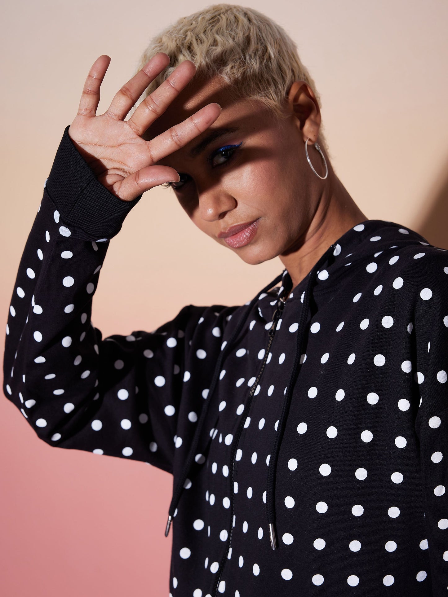 Black & White Polka Hoodie With Jogger