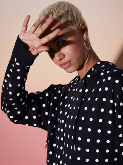 Black & White Polka Hoodie With Jogger