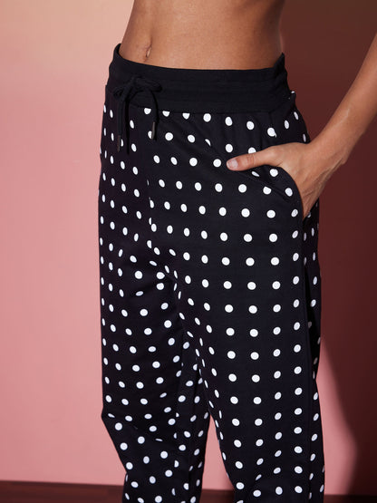 Black & White Polka Hoodie With Jogger