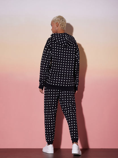 Black & White Polka Hoodie With Jogger