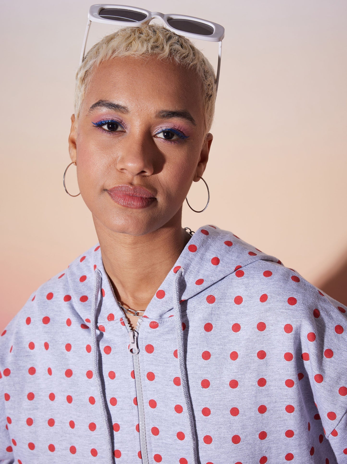 Grey & Red Polka Hoodie With Jogger