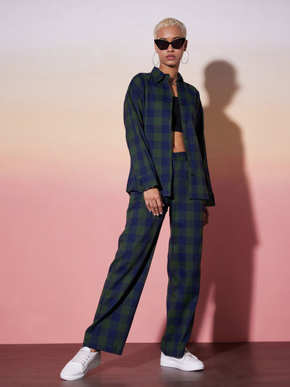 Green & Navy Check Shirt With Lounge Pants