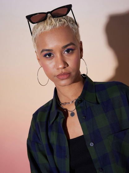Green & Navy Check Shirt With Lounge Pants