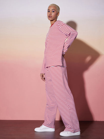 Red & White Stripe Top With Lounge Pants