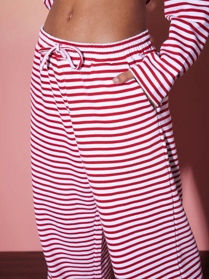 Red & White Stripe Top With Lounge Pants
