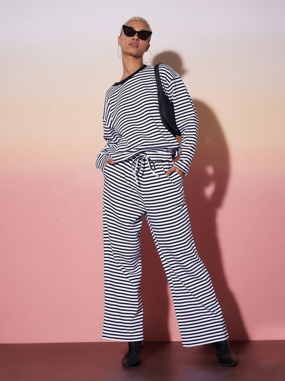 Black & White Stripe Top With Lounge Pants