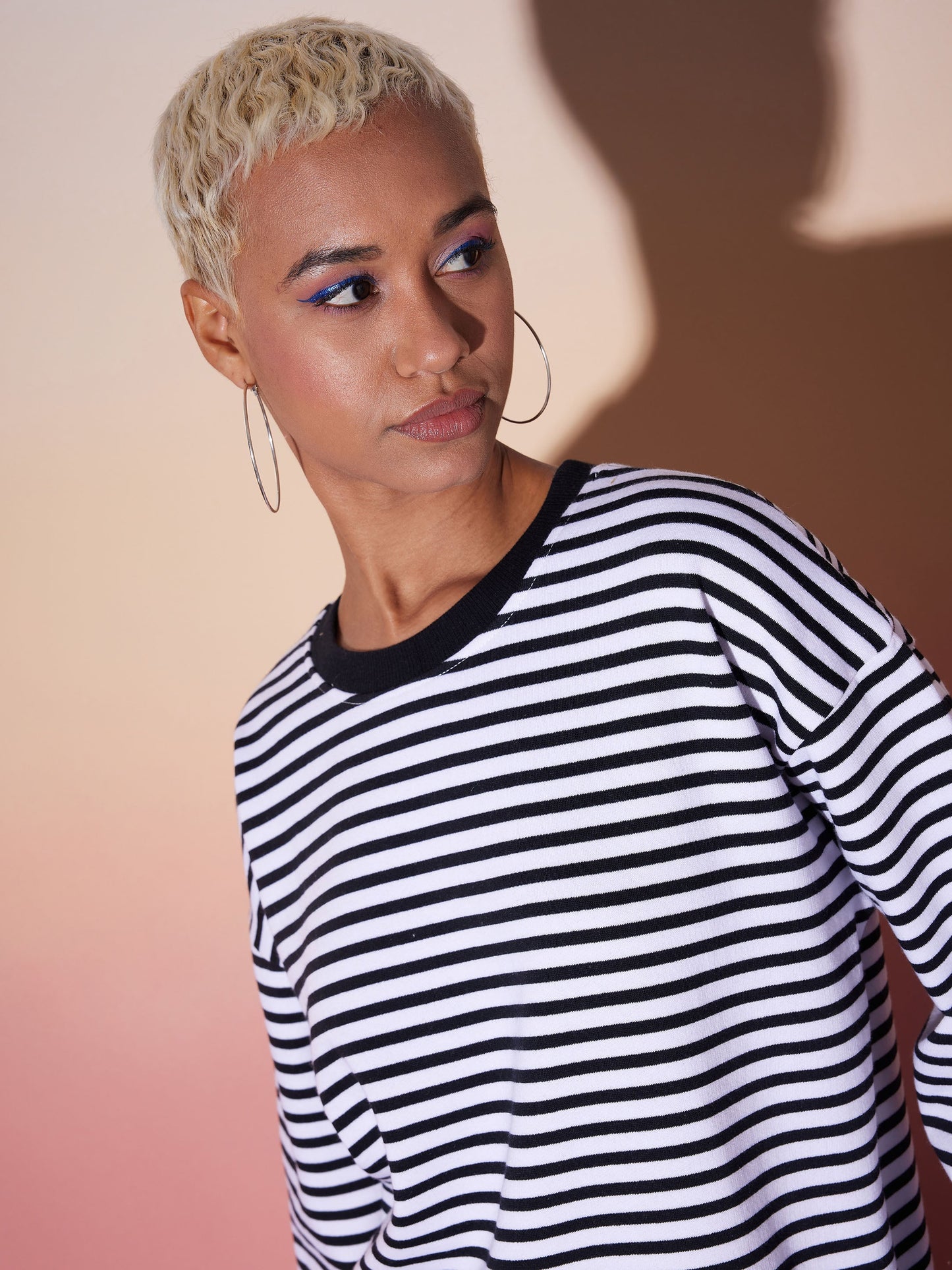 Black & White Stripe Top With Lounge Pants