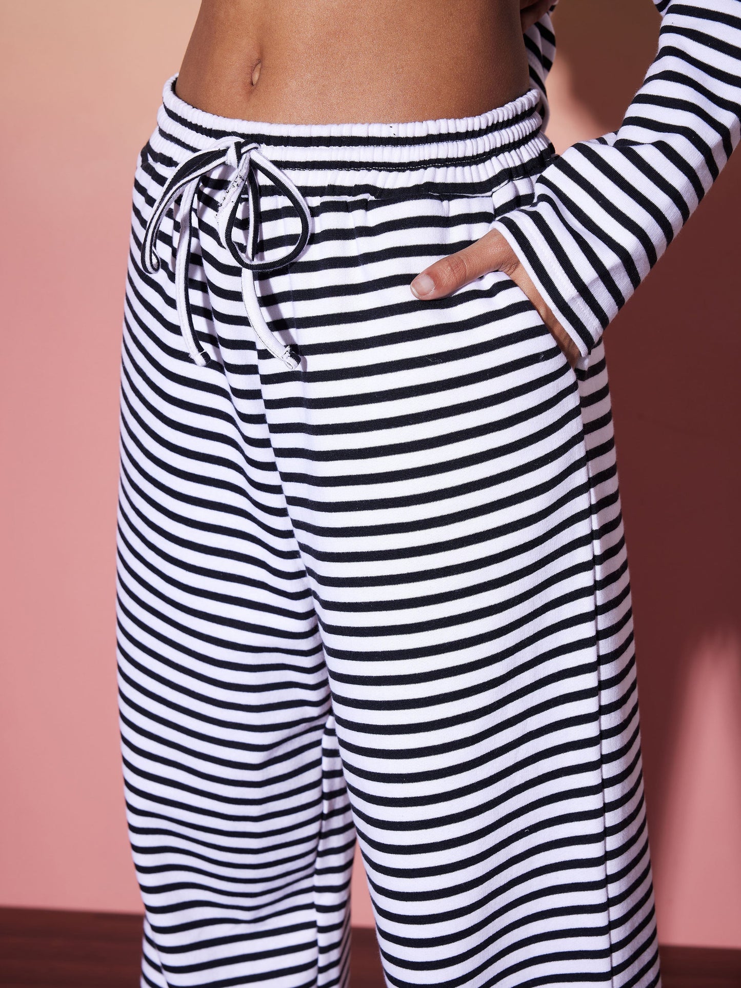 Black & White Stripe Top With Lounge Pants