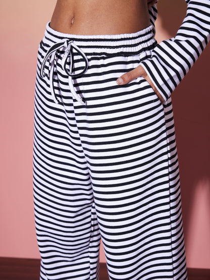Black & White Stripe Top With Lounge Pants