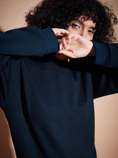 Navy Fleece Oversized Sweatshirt With Track Pants
