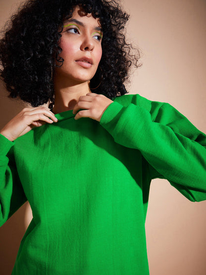 Green Fleece Oversized Sweatshirt With Track Pants