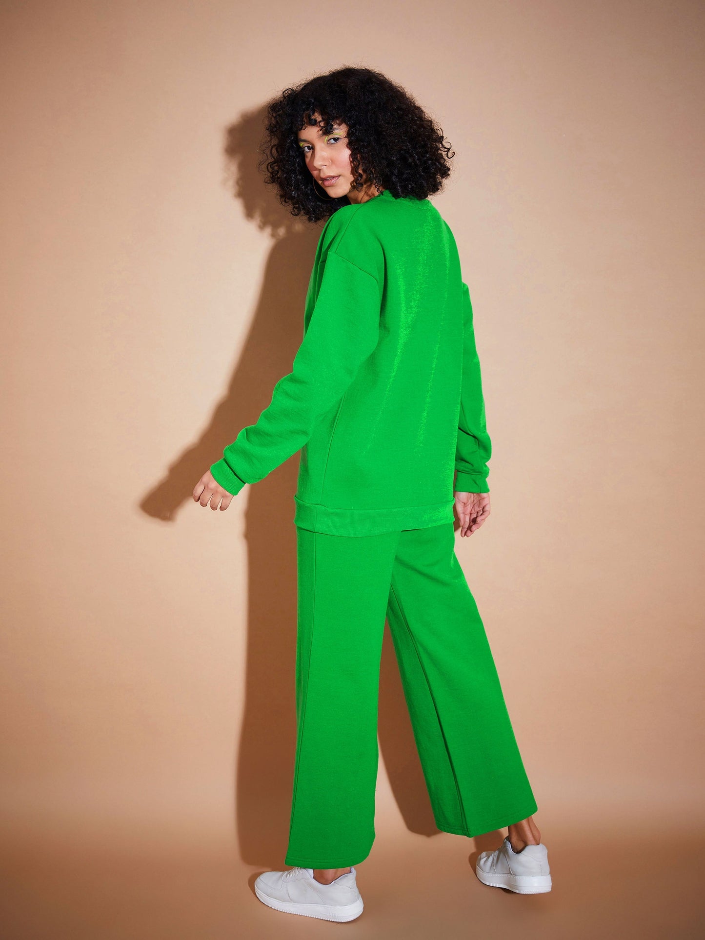 Green Fleece Oversized Sweatshirt With Track Pants