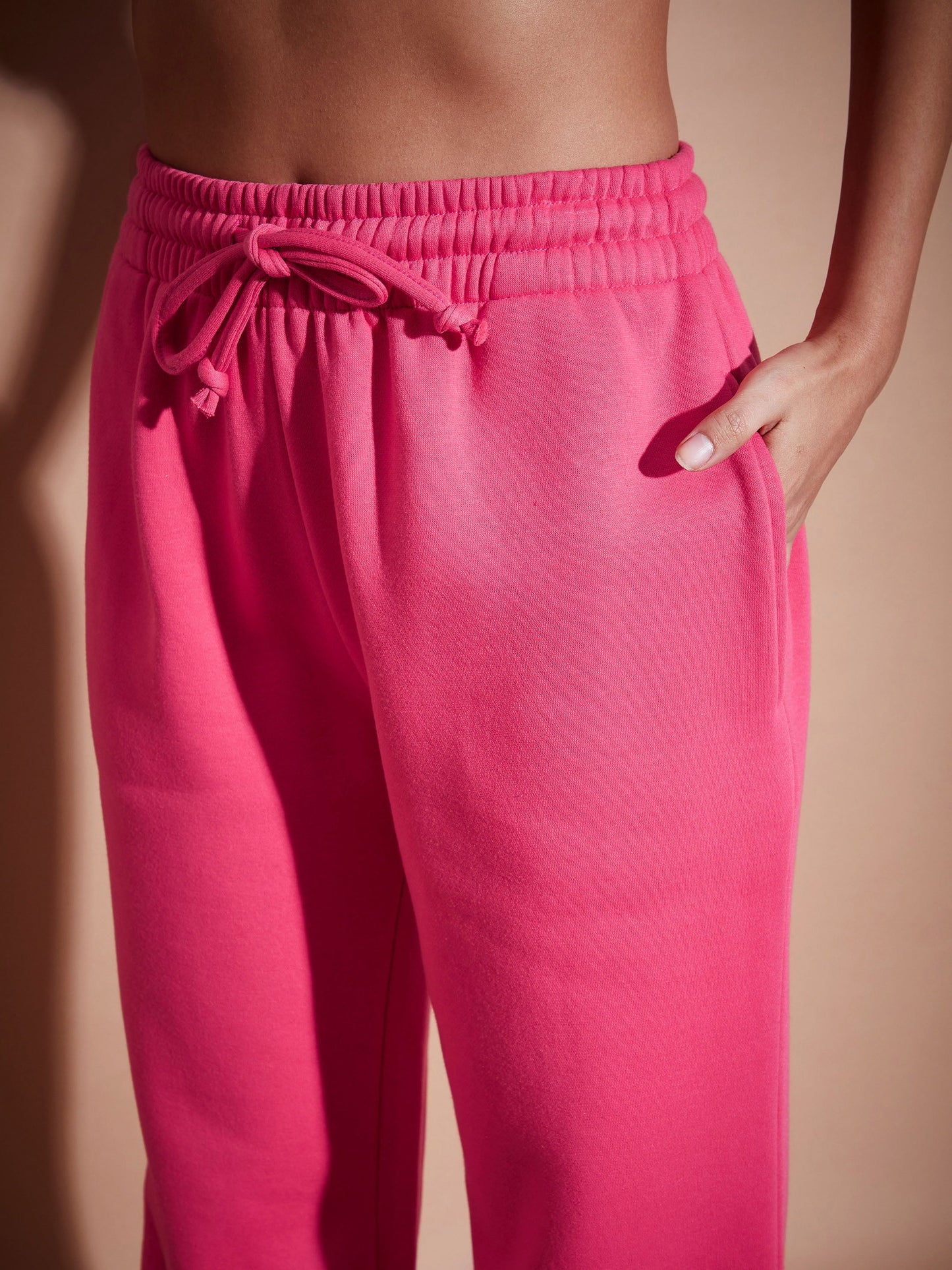 Women Pink Premium Fleece Oversized Sweatshirt With Joggers