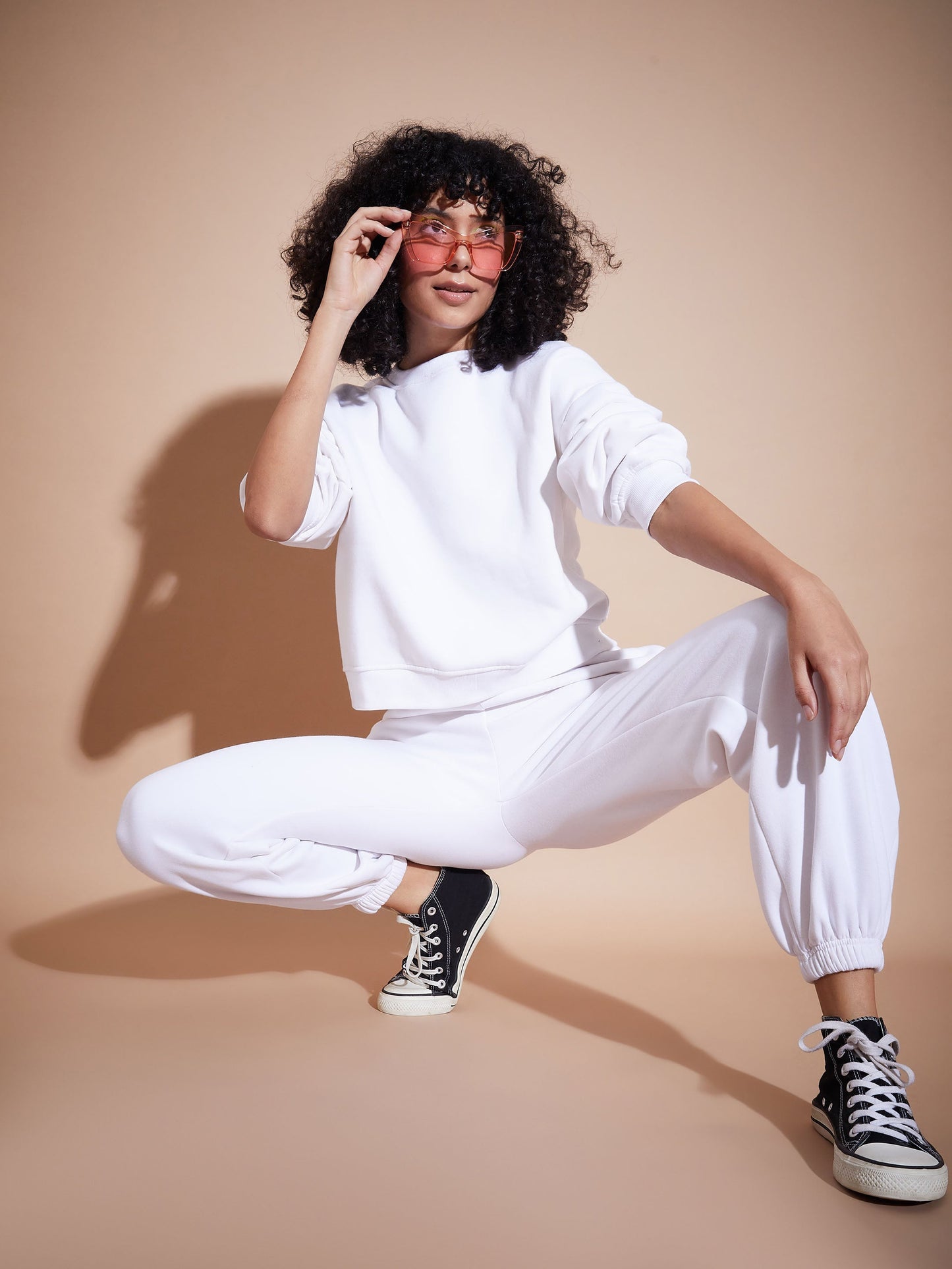 White Premium Fleece Oversized Sweatshirt With Joggers