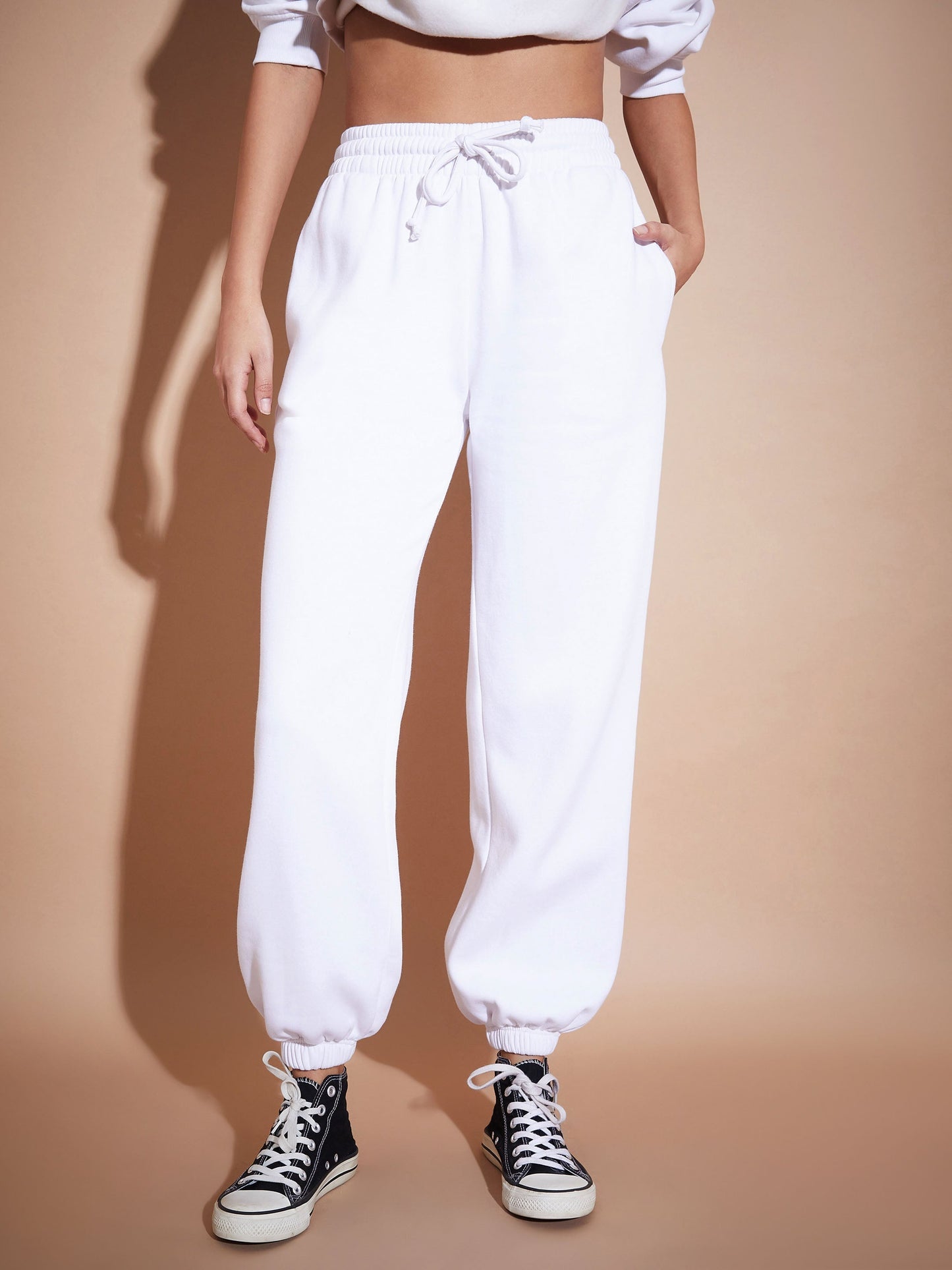 White Premium Fleece Oversized Sweatshirt With Joggers