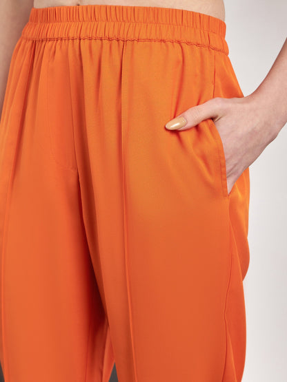 Women Orange & Pink Colo Block Shirt With Darted Pants