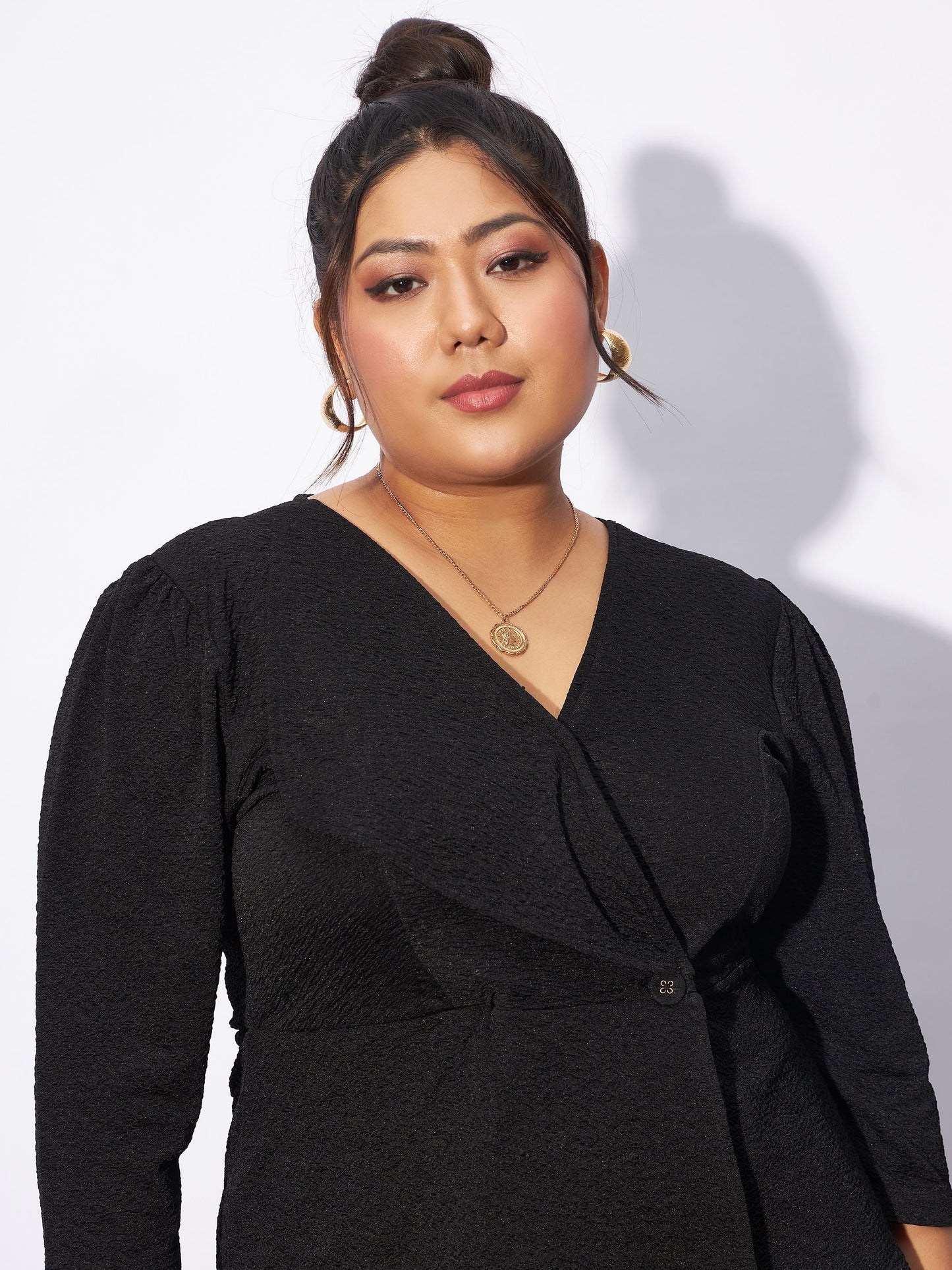 Black Wrap Top With Straight Pants