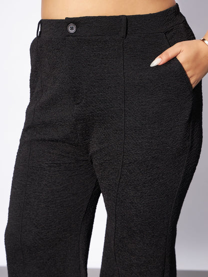 Black Wrap Top With Straight Pants