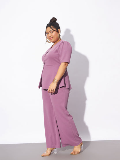Pale Pink Front Button Top With Pants