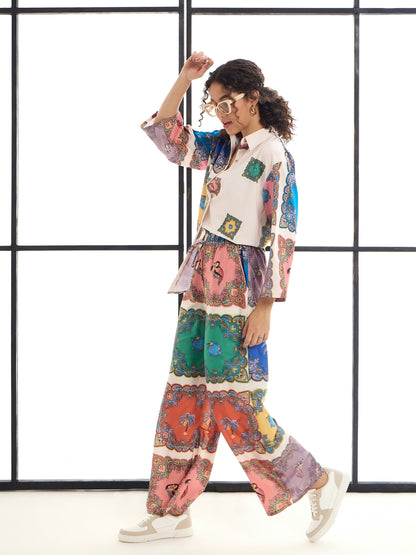 Multi Colour Conversational Printed Shirt With Pants