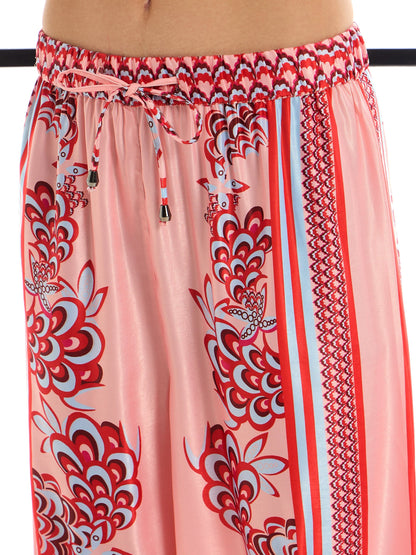 Pink & Red Floraled Lounge Shirt With Pants
