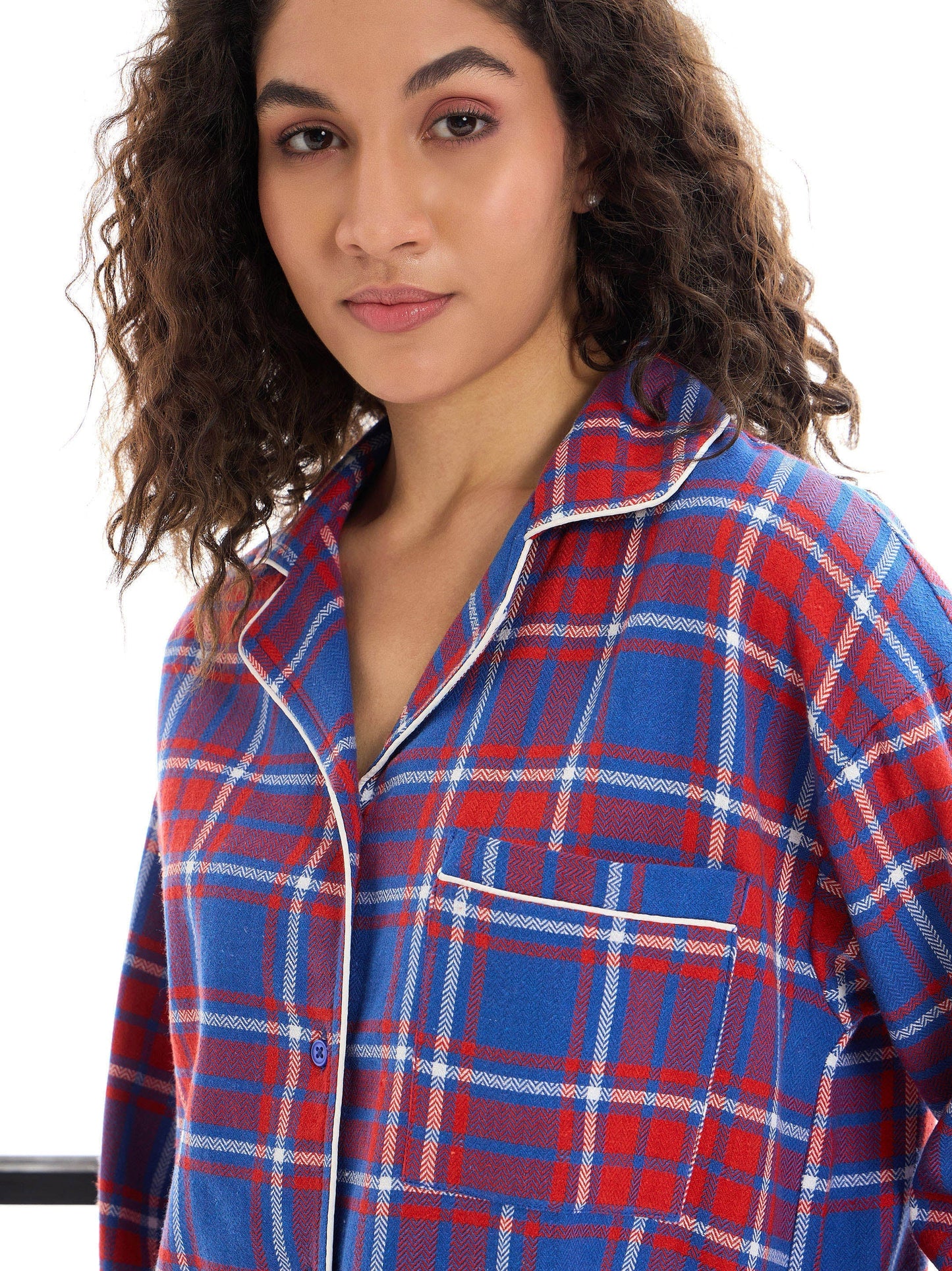 Red & Blue Check Shirt With Lounge Pants