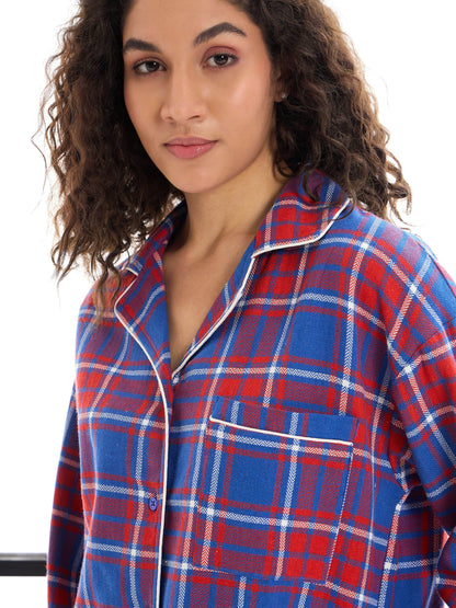 Red & Blue Check Shirt With Lounge Pants