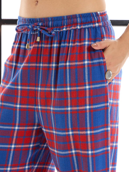 Red & Blue Check Shirt With Lounge Pants
