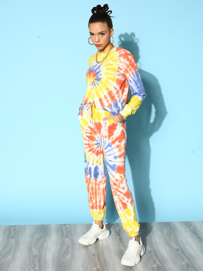 Blue & Rust Tie Dye Sweatshirt With Joggers